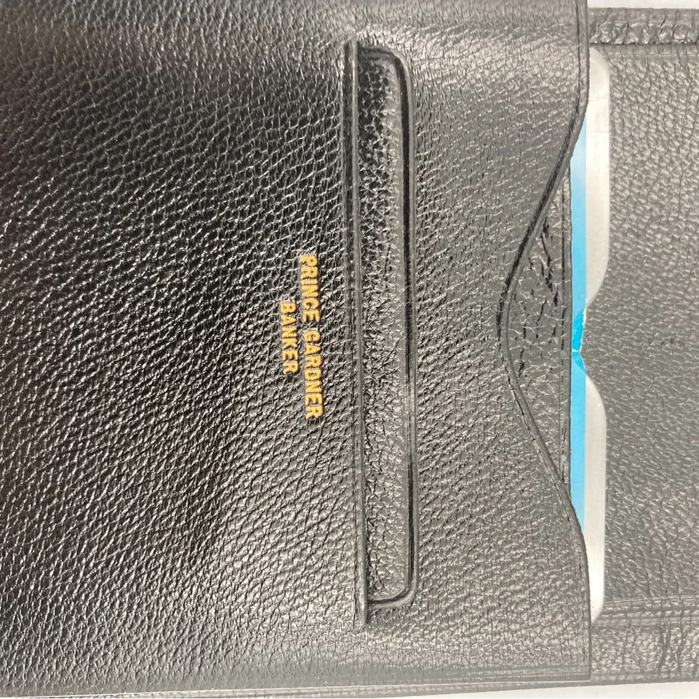 PRINCE GARDNER MEN’S BLACK LEATHER FOLDING MONEY, PHOTOS, CARDS WALLET
